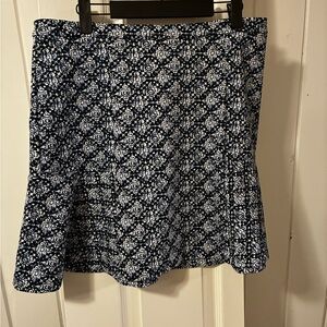 Michael Kors Navy and White Floral A-Line Mini Skirt